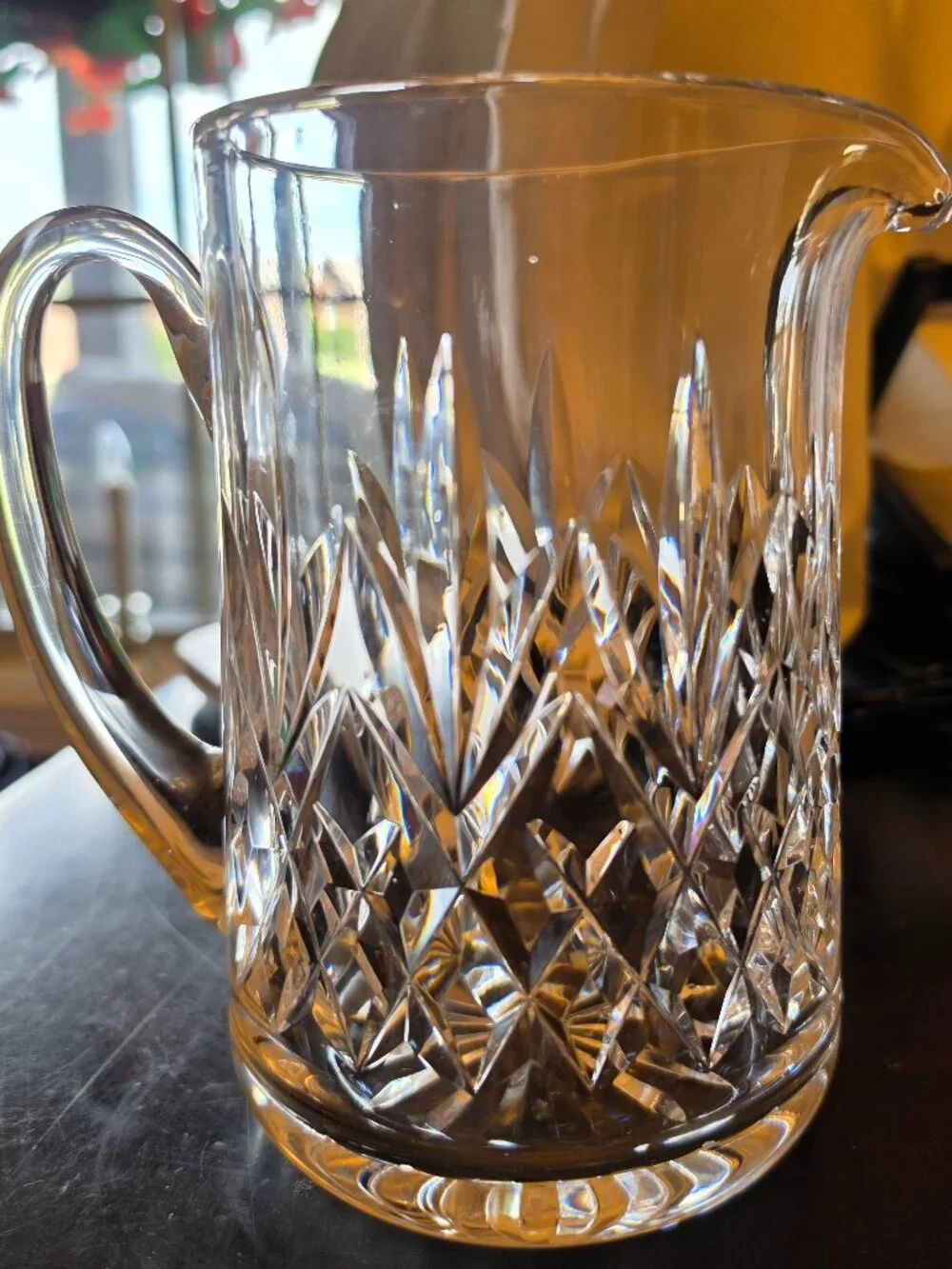 Crystal heavy cut pitcher--beautiful no markings